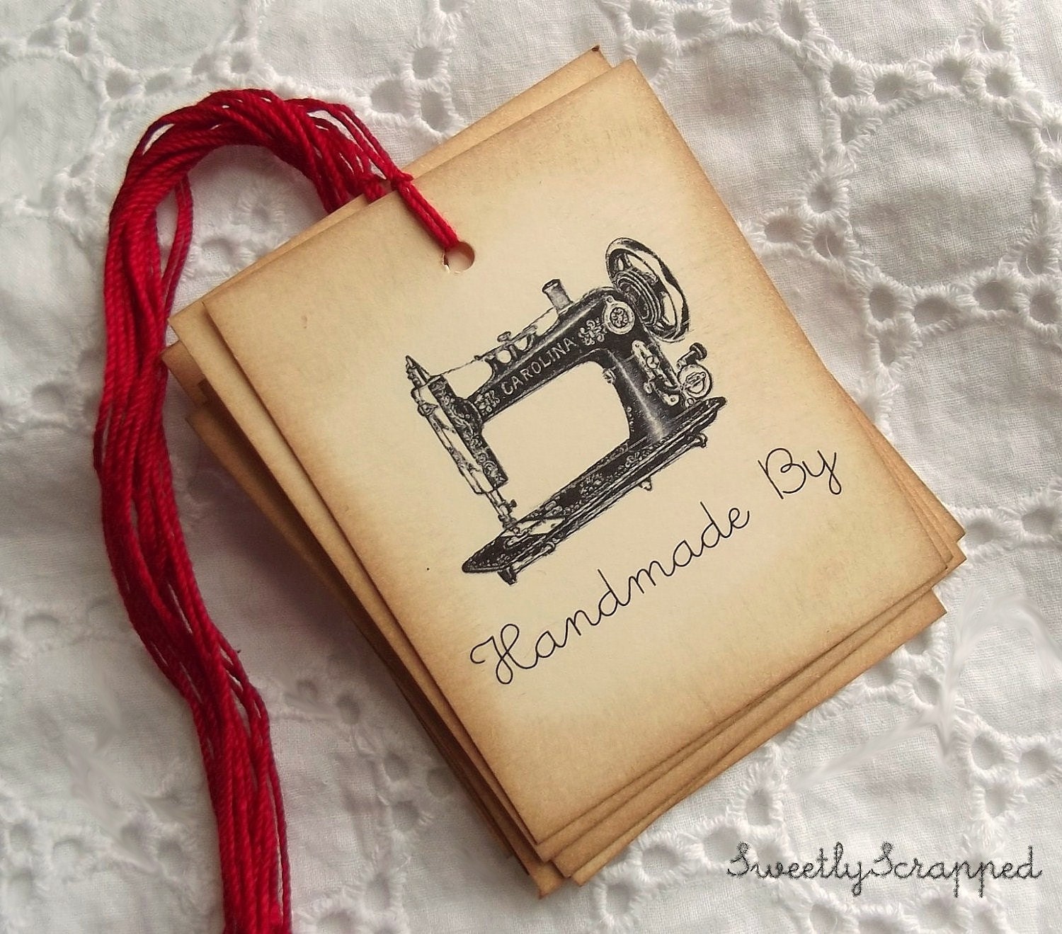 Vintage Sewing Machine, Handmade By, Sewn By, Gift Hang Tags