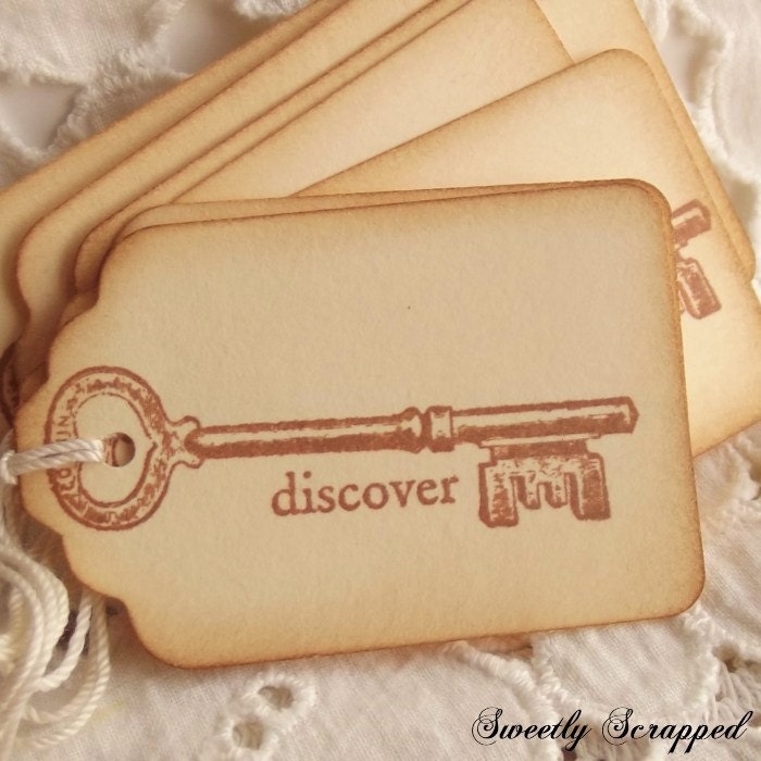 Vintage Skeleton Key Discover Tags, Travel, Journal, Learn, Home