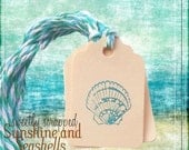 Teal Seashells Tags, Sea shells, summer, ocean, beach