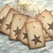 Star Tags, Vintage Inspired - Brown and Manila Cream Cardstock - Hand Stamped and Aged