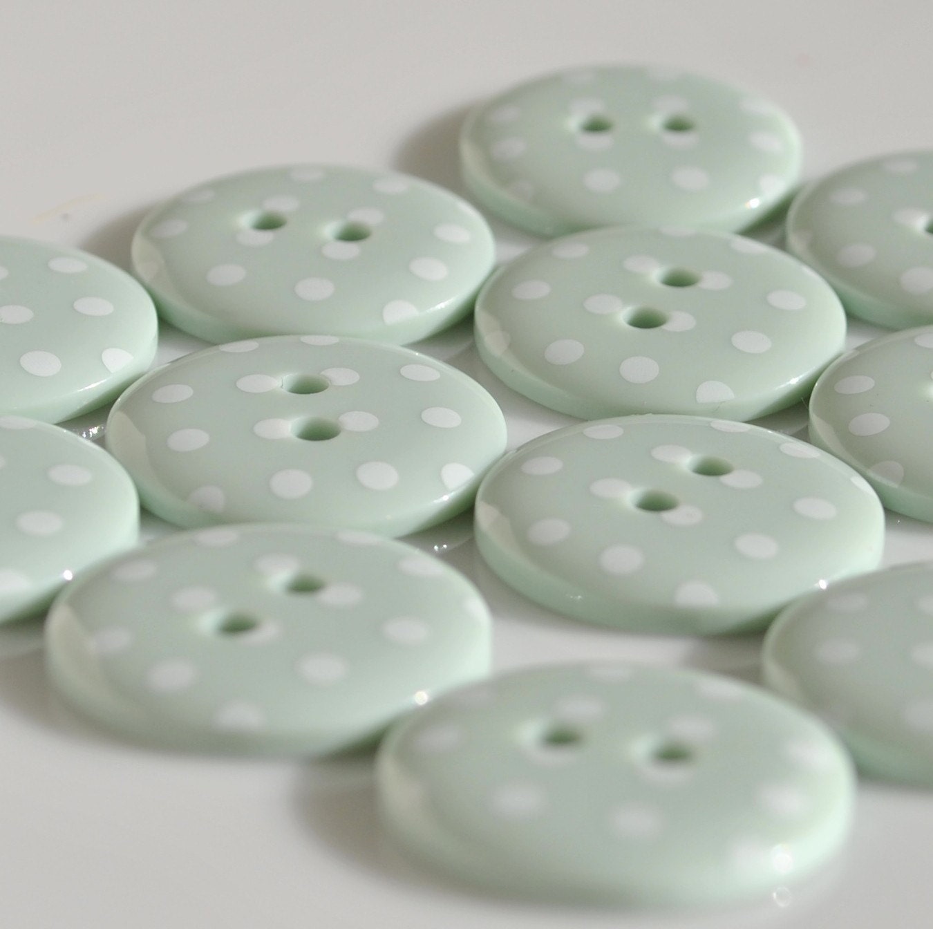 Grey Jade / Mint Green Spotty Buttons - 3 sizes