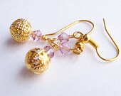 18k Gold Plated and Amethyst Earrings