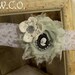Timeless Romance Bridal Garter with Pale Blue Shabby Chiffon Flower on White Stretch Lace with Vintage Lace and Cameo Accents