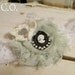 Timeless Romance Bridal Garter with Pale Blue Shabby Chiffon Flower on White Stretch Lace with Vintage Lace and Cameo Accents