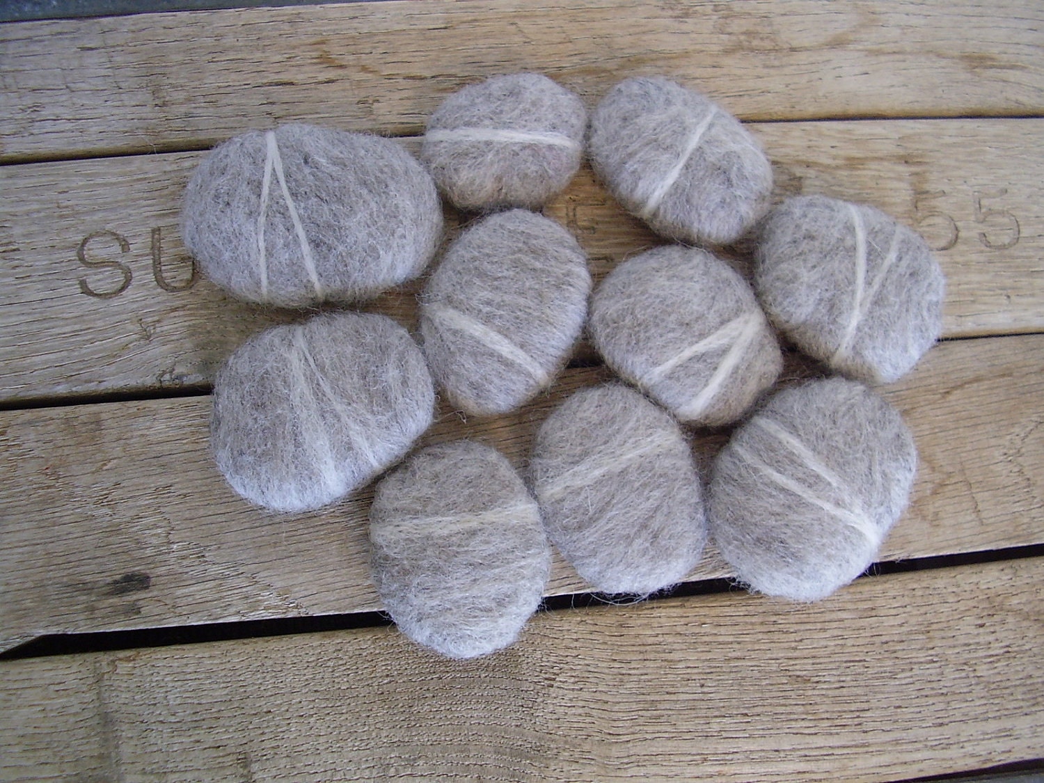 Felted wool river rocks for waldorf children or natural home decor, grey, wholesale set of 10