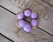 Felted wool acorns, set of 6, pastel purple
