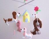 Baby Crib Mobile - Baby Mobile - Mobile - Crib mobiles - Felt Mobile - Nursery mobile - " basset hounds  dogs " design