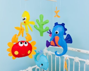 Baby Crib Mobile - Baby Mobile - Felt Mobile - Nursery mobile - Aqua whale (Custom Color Available)