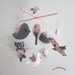 Baby Crib Mobile - Baby Mobile - Mobile - Crib mobiles - Felt Mobile - Nursery mobile - " Grey and pink owl and bird " design