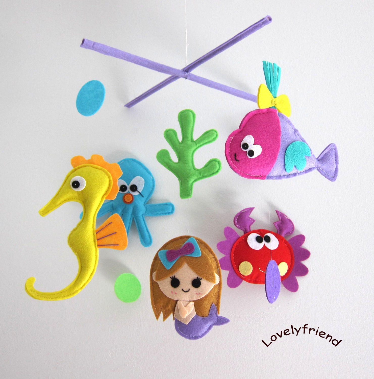 Mobile -Baby Crib Mobile - Baby Mobile - Crib mobiles - Felt Mobile - Nursery mobile - " under the sea and mermaid" Design
