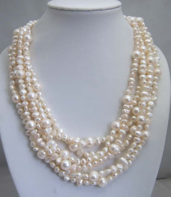 wedding gifts,bridesmaid gifts,Beaded Jewelry,Pearl Necklace With White Freshwater Pearl
