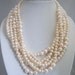 holiday party,summer jewelry,bridesmaid gift,Pearl Necklace,Multi-Strand Necklace With Small And Big White Freshwater Pearl