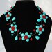 beadwork necklace,bib necklace,statement necklace,Beaded Jewelry,turquoise necklace ,choker necklace  With Turquoise Red Coral