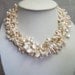 Bridesmaid Gifts,Bead Necklace,Beaded Jewelry,Pearl Necklace - Four Strand Necklace With White Keshi and Baroque Freshwater Pearl