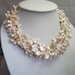 Bridesmaid Gifts,Bead Necklace,Beaded Jewelry,Pearl Necklace - Four Strand Necklace With White Keshi and Baroque Freshwater Pearl