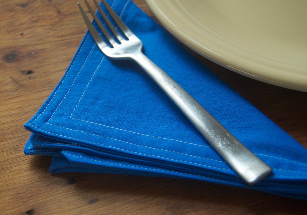 Cloth Dinner Napkins with Stitched Lines Set of 4 Made to Order Choose Your Color
