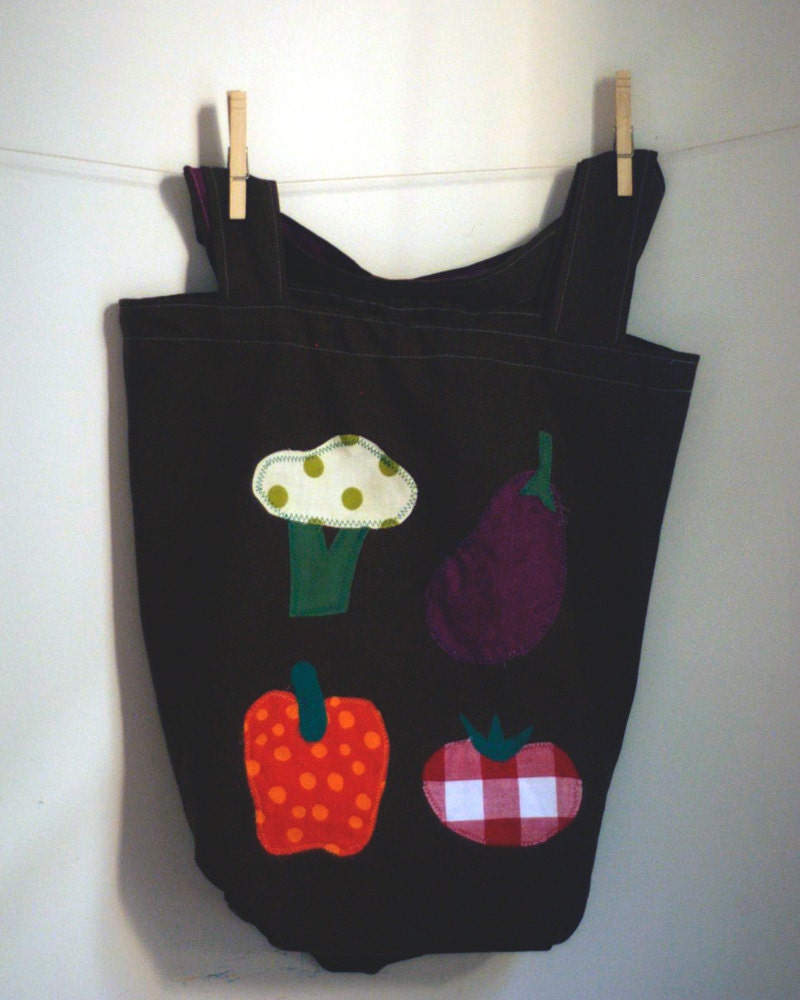 Organic Cotton Canvas Market Tote Bag with Veggies