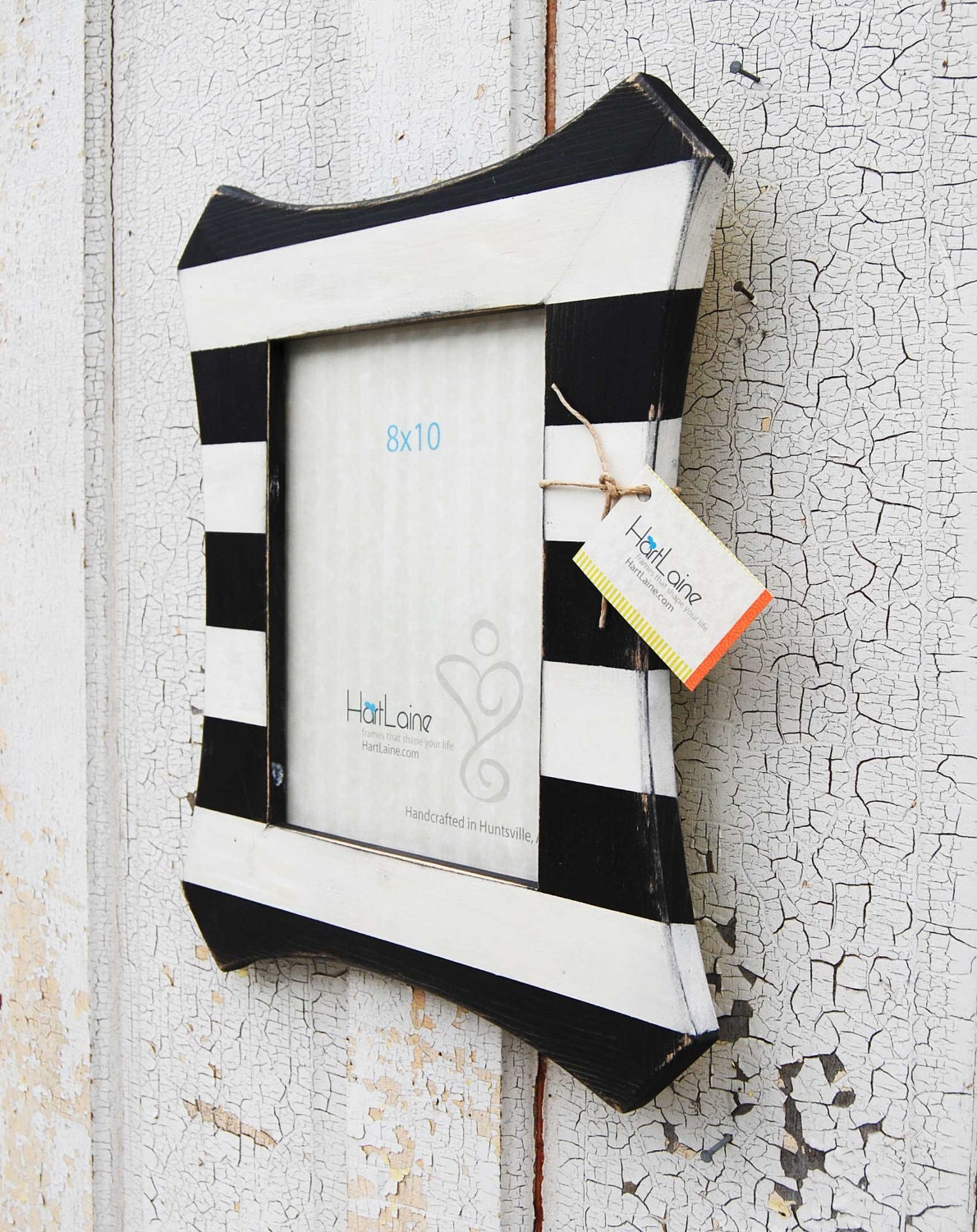 8x10 Striped Picture Frame - Black and White Horizontal Stripes