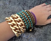 Freedom, Chunky 18K Gold Color plated Chain Wrap Bracelet