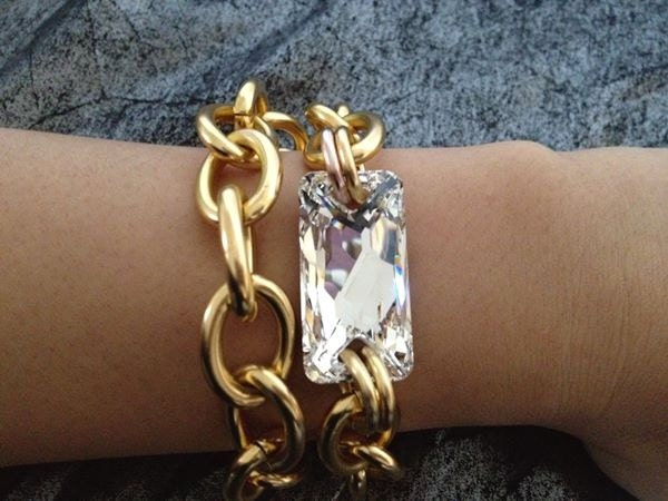Moonbeam, Mini Chunky Gold Bracelet with Swarovski Crystal AB cut