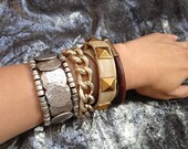 Sunny Bunny, Textured Chunky Single Gold Chain Link Bracelet, Super Light Gold