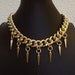 Sparrow, Chunky Gold Chain Choker Necklace with Spike Drop II, 18K Gold plated