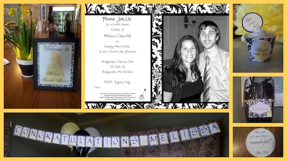 Black and White Printable (Add a color) Shower or Engagement Party - Love Theme