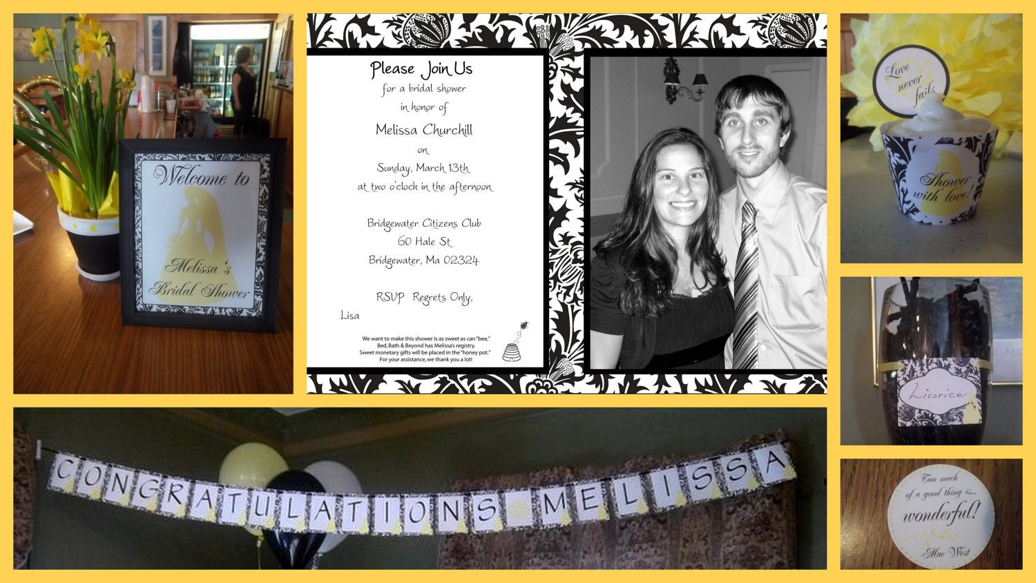 Black and White Printable (Add a color) Shower or Engagement Party - Love Theme