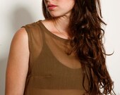 Brown women cotton tank top summer blouse