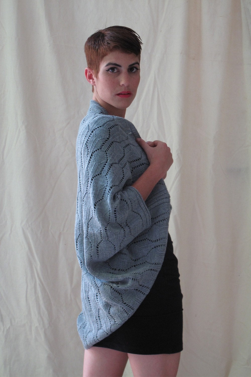Romantic women lace top - grey- gray women cardigan