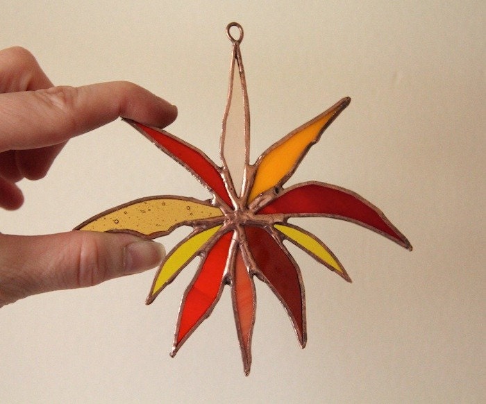 Handmade Stained Glass Warm Sunburst Orchid