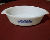 Fire King Blue and White Casserole Dish Anchor Hocking Made in USA /