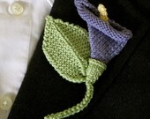 Purple Handmade Knit Cotton Lily Brooch Boutonniere