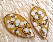 Dangling fabric earrings - big size single leaf
