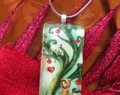 Girl Who Loves Lemurs Fairy Tale Glass Pendant