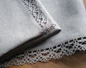 2 Luxury ORGANIC Linen Towels With Lace 18 x 30 inches