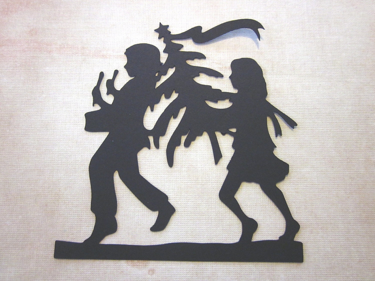 3 Bringing Home the Christmas Tree Silhouette Die Cuts