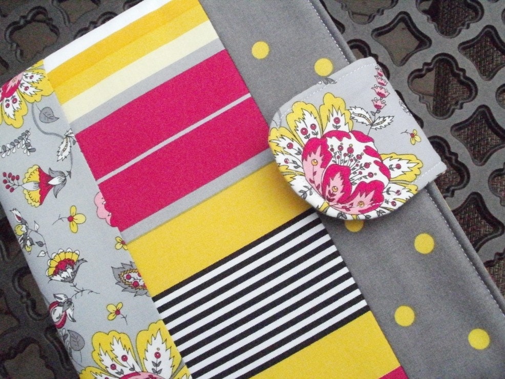 E-reader Sleeve in Gray and Yellow Summer Soiree