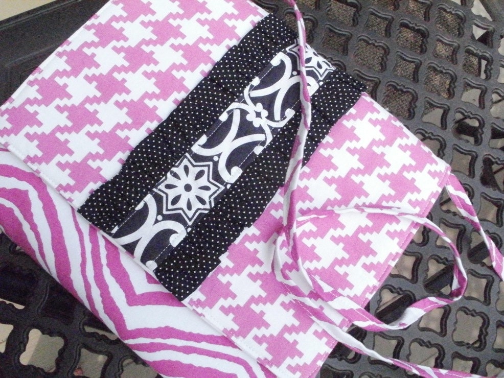 Ruffled Flap Messenger Style Purse in Hot Pink Zebra and Houndstooth with Black Accents