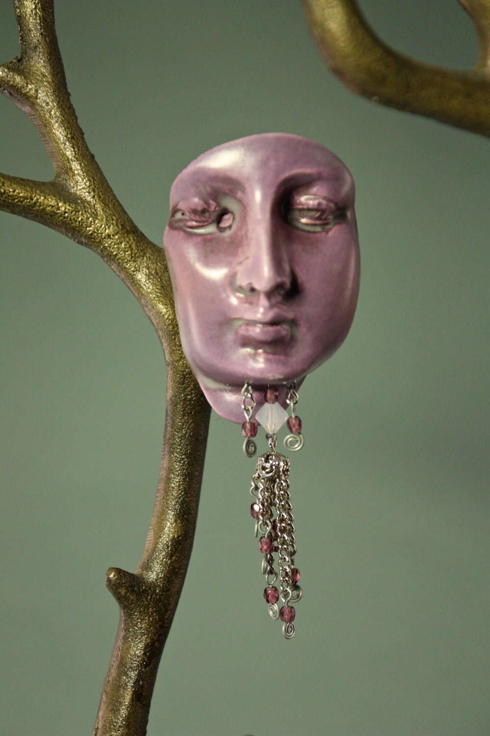 Plum Princess Ceramic Brooch and Pendant