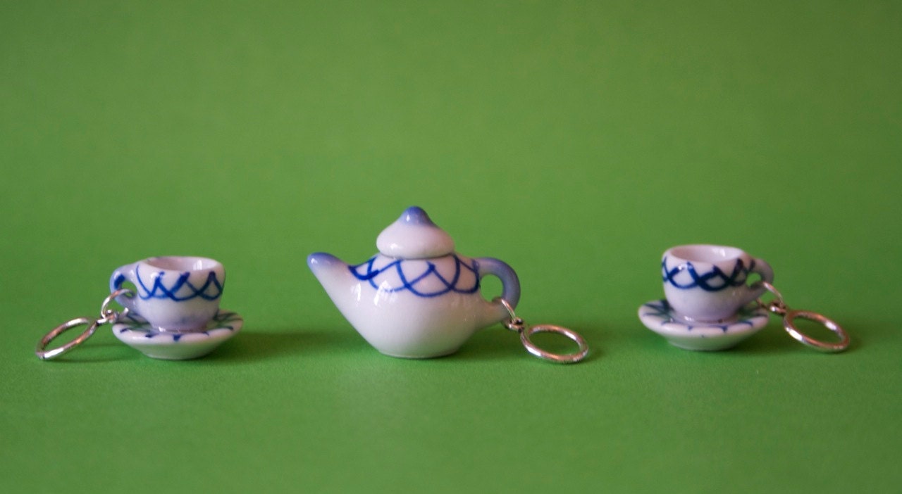 Stitchmarkers - Tea Set - Blue Lines - Stitch Markers