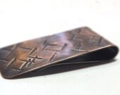 Copper Money Clip---Antique Finish with Criss Cross Line Texture