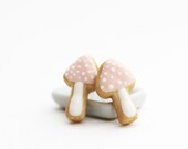 Pink Mushroom Sugar Cookie Earrings Polymer Clay Food