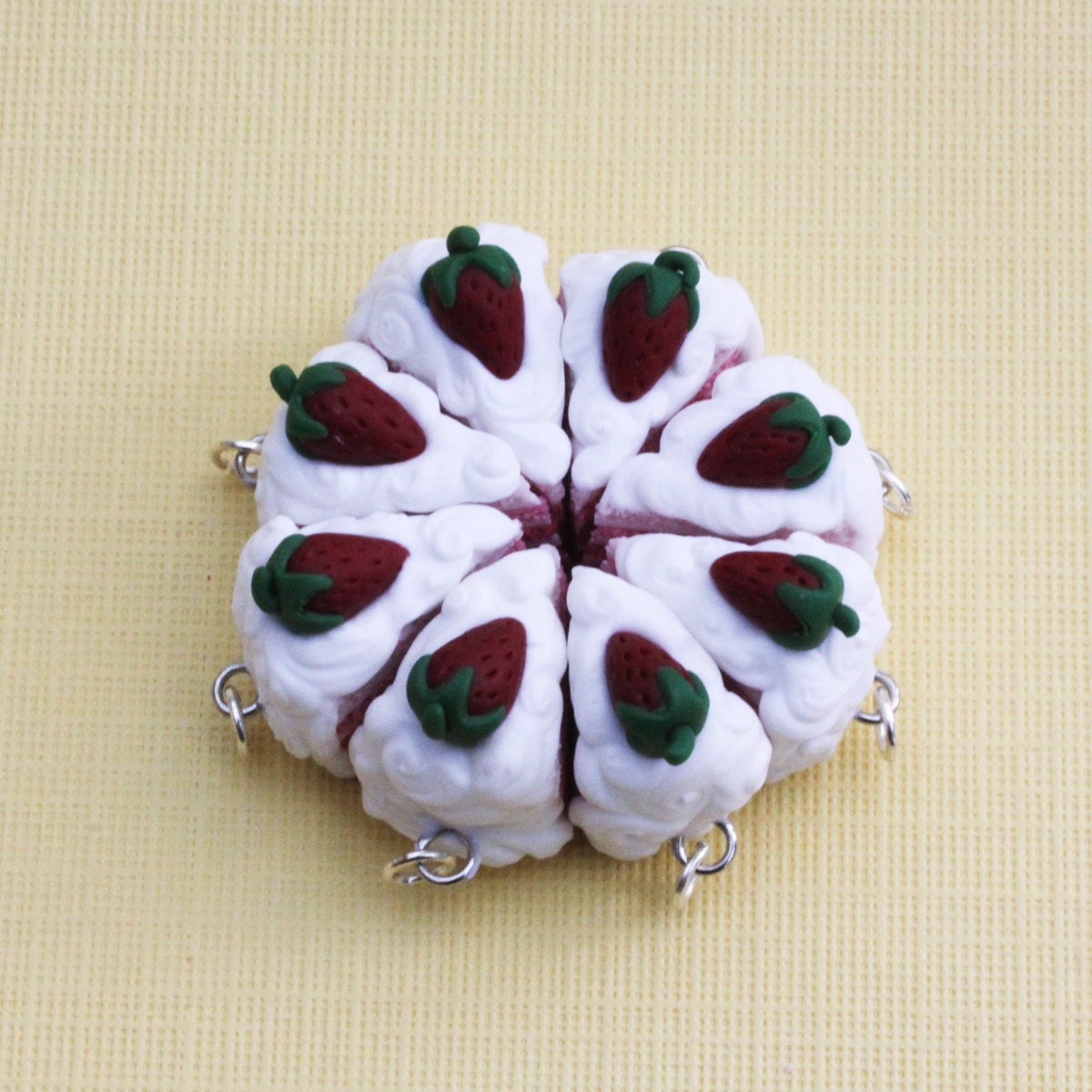 Strawberry Layer Cake Charm Polymer Clay