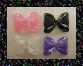 GLiTTeR BoWS Super Cute XL Kawaii Decoden Resin Cabochon Flatback 4 pieces USA SHIPPING