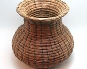 Brown Urn/Vase shape Woven Pine Needle Basket