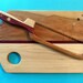 Matching Hardwood Bread board and knife set  maple, cherry, purple heart