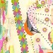 Mixed media collage art,  bird art,  nuthatch, colorful painting,  8 x10 limited edition print 1/250