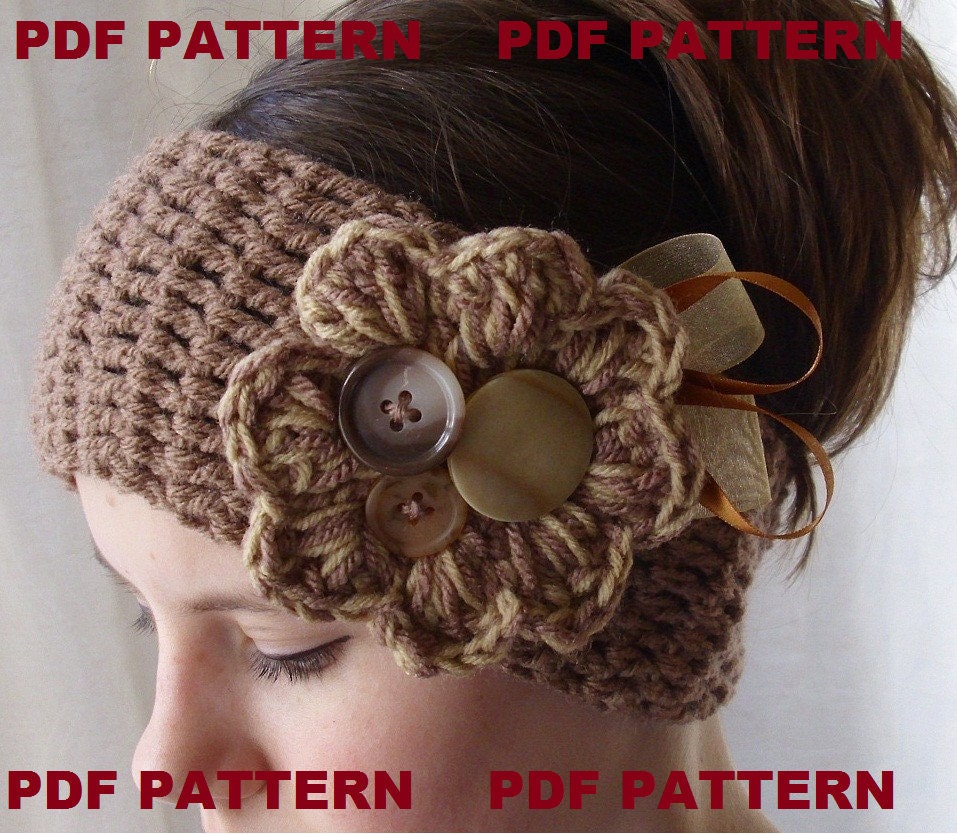 PDF PATTERN.  crochet headband earwarmer