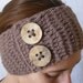 Crochet boho headband headwrap - adult size - Mink Taupe brown